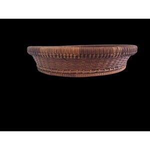 Vintage Handmade Woven Herringbone 10.75" in. x 2.5" in. Round Basket